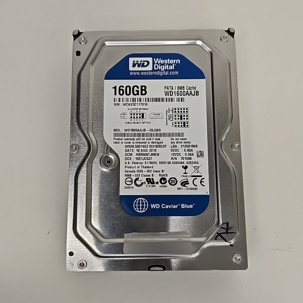 Western Digital WD1600AAJB Hard Drive. 160GB 7200RPM 8MB PATA 100 MB/s 3.5"